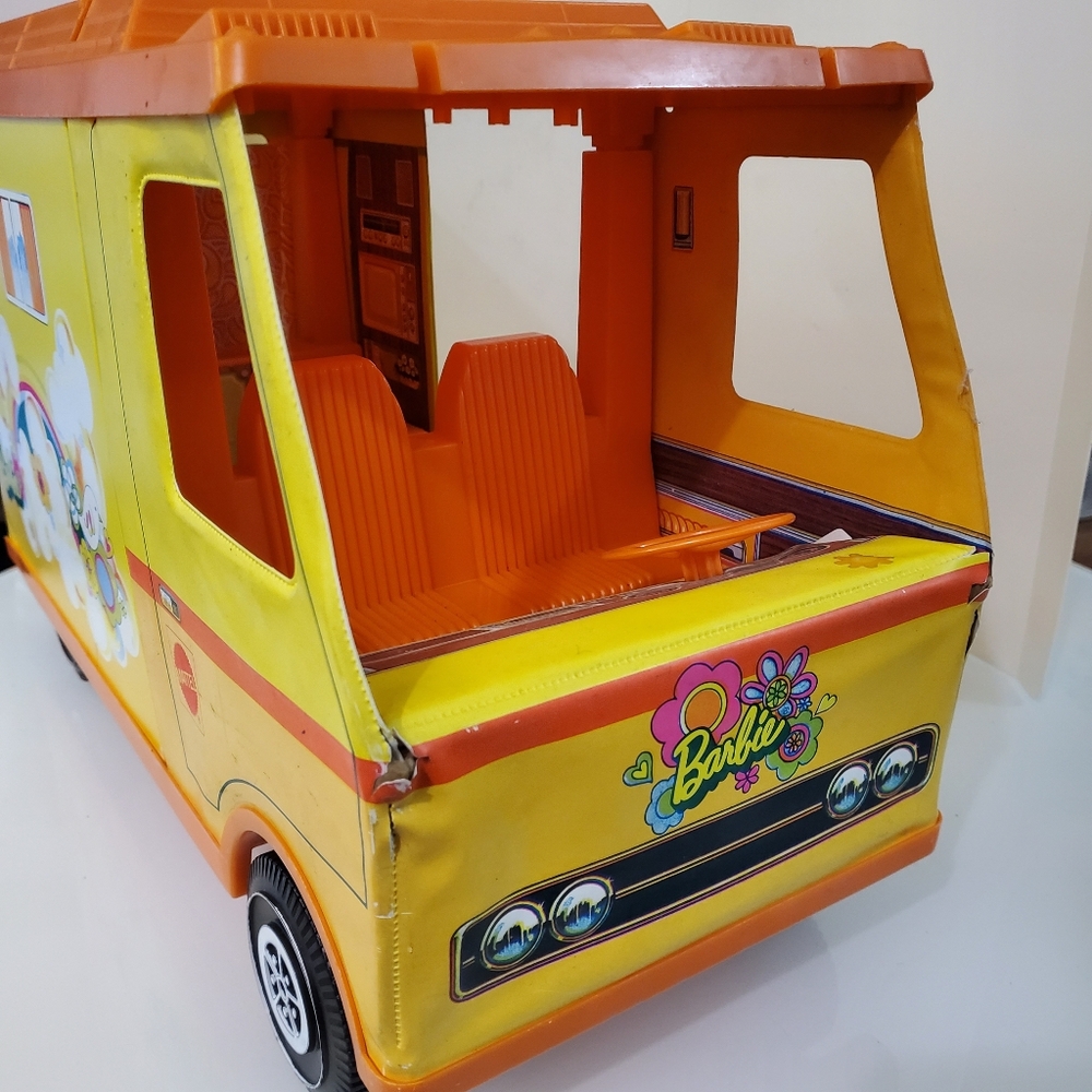 Vintage 70s 1970s Mattel Barbie Country Camper Yellow Orange Hippie Van
